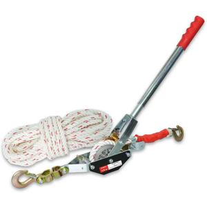 Rope Puller 1-1/2 Ton 3300 lbs Capacity with 50' of 0.6" Diameter Rope 2 Hook Come Along Winch Heavy Duty Ratchet Power Puller Tool for Moving Boats