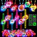 84PCS Halloween Party Favors for Kids, Glow in the Dark Toys Bulk Light up Rotating Necklaces Bracelets Rings Tattoos, Halloween Trick or Treats Toys Goodie Bag Stuffers Party Supplies Glow Sticks
