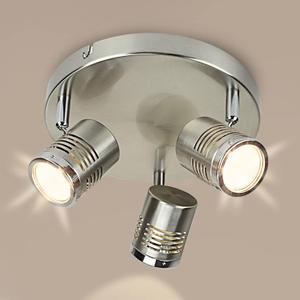 DLLT Industrial Directional Track Light Led, Indoor Round Ceiling Spot Lighting 3-Light for Living Room, Dining Room, Offices, Bedroom, Picture Wall, Kitchen, Warm Light, Gu10 Bulbs Included