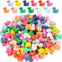 GADIEDIE130Pcs Multicolor Mini Resin Ducks,Miniature Duck Figures Landscape Decorations for Home Hide Prank Game Dollhouse Decor,Garden Aquarium Potted Ornament,School Handmade