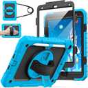 Cantis Case for iPad 9th/8th/7th Generation with Screen Protector, iPad 10.2 Case 2021/2020/2019 with 360 Degree Rotating Stand/Shoulder Strap/Pencil Holder, Blue