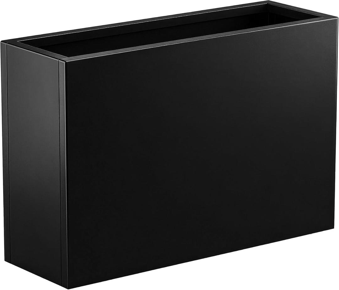 Metal Planter Box 36 x 12 x 24, Heavy Duty Tall Rectangle Planter Box with with Drainage Holes & Rust-Proof Coating, Modern Outdoor/Indoor Black Planter Box for Porch, Garden, Patio, Yard