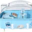 Tfwadmx Dwarf Hamster Cage,Acrylic Rat Cage,Hamster Home Small Animal Cages with Tube Exercise Wheel Mouse Habitat for Gerbils Mice 17.7x11x11.8, Blue