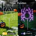 Halloween Spider Pathway Lights, 3 Pack 250 LED Purple Decorations Outdoor Metal Stake Lights, 8 Modes Memory Timer Waterproof Plug in Light String for Walkway Yard Lawn Garden Halloween Dcor