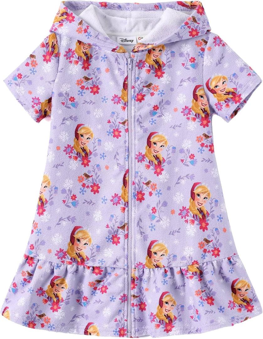 Disney Princess Frozen Stitch Marvel Minnie Girl Swim Cover Up Terry Cloth Swimsuit Coverup Zip-up Bathing Suit Wrap Hooded