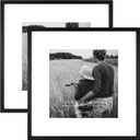 MCS East Village 18x18 Matted Square Picture Frame with 12x12 Photo Display, Black Wall Hanging Frame for Photos & Posters (2-Pack)