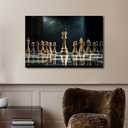 Black and White Wall Art Board Game Poster Canvas Wall Art 1 Panel Modern Wall Decor Men Entertainment Room Wall Art for Game Room Clubs Wall Canvas Art Decoration Framed Ready to Hang 36x24 in
