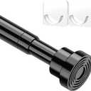 MOEROTER Tension Curtain Rod Adjustable 33 to 56 inch Small Spring Tension Curtain Rod No Drilling, Closet Rod for Windows, Door, Wardrobe, Black