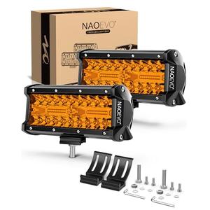 NAOEVO 7 Inch Amber LED Light Bar, 240W 24,000LM Offroad Fog/Driving Lights with Spot Flood Combo, LED Pods for Truck Boat UTV ATV, 2 Pack (Amber)
