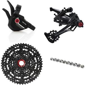 Box Two Prime 9 Multi Shift Non E-Bike, Single Shift E-Bike Cycling Groupset 9 Speed 1x Drivetrain Shifter, Rear Derailleur, Freehub Bike Cassette, Chain | Box Components Size: 11-50T X-Wide Multi Shift Non E-Bike Groupset