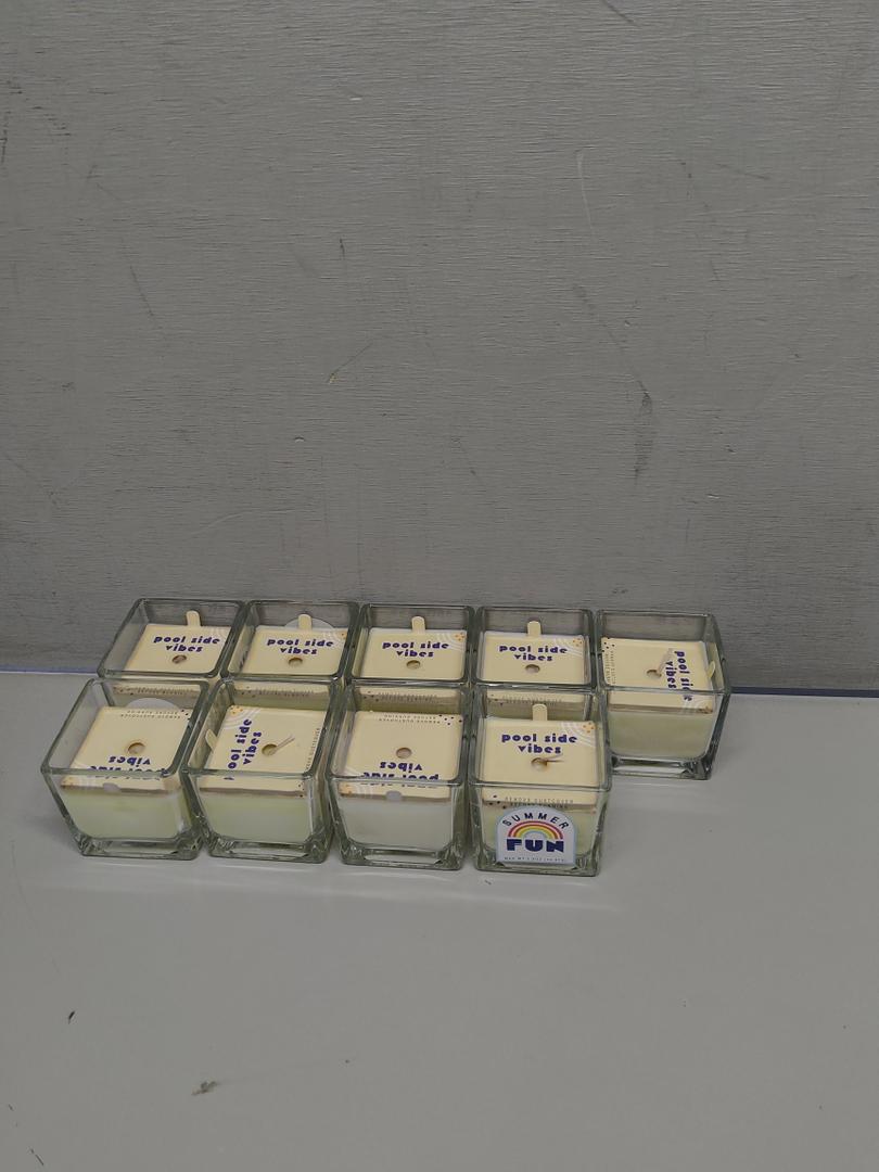 Square Glass Candle W/Dustcover White 9 Pack