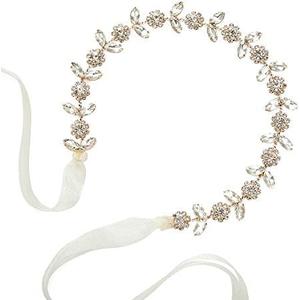 SWEETV Rose Gold Flower Girl Headband for Wedding Baby Girl Headpiece Princess Crystal Floral Hair Accessories for Birthday Party, Photography