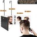 XIGETRAIL Rechargeable 3 Way Mirror for Self Hair Cutting with 8 Light Strips & Telescoping Hooks for Makeup,Shaving,Braiding&Styling-Trifold Barber Mirror