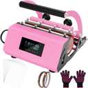 Tumbler Heat Press Machine Sublimation for 11-30oz Mug Tumbler Straight Cup with Sublimation Paper Heat Tape and Glove (Pink)