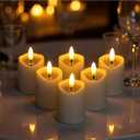 Simplelight Ivory Flameless Votive Candles with Timer, Realistic Black Wick Fall Candles Battery Operated, Battery Included, D 1.8 X H 3.1, Set of 6 for Halloween, Holiday Decoration (Ivory)