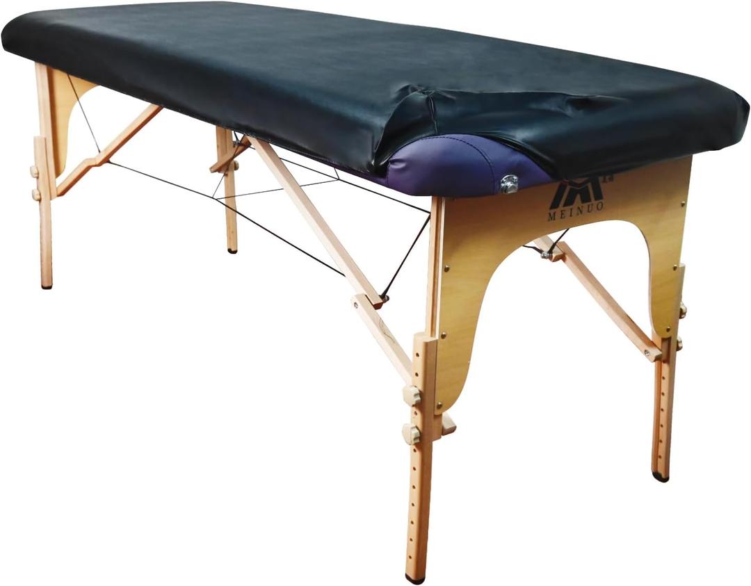 Professional Waterproof Massage Table Cover - 32Inch Square 100% PU Leather, Wipeable Reusable Protector for Spa & Clinic (Black, 1-Pack)