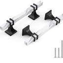 Haliwu 10 Pack White Marble Grain Cabinet Pulls, 3-3/4 inch Black Kitchen Handles, 2 Tone Solid Square Dresser and Drawer Hardware
