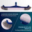 POOLAZA Pool Brush, 17.5'' Pool Brush Head for Inground Pools & Above-Ground Pools, Durable Pool Scrub Brush Fit Standard Pool Pole, Enhanced Pool Brushes for Cleaning Pool Walls with Curved Ends (Blue)