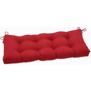 Pillow Perfect Monti Chino Solid Indoor/Outdoor Wicker Patio Sofa/Swing Cushion Tufted, Weather and Fade Resistant, 18" x 44", Red