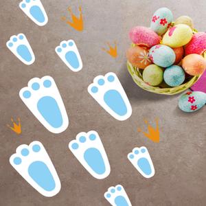 2 x ZNTU 6 Sheet Easter Bunny Footprints - Blue Vinyl Stickers for Wood & Tiles - Classic Easter Decal Set