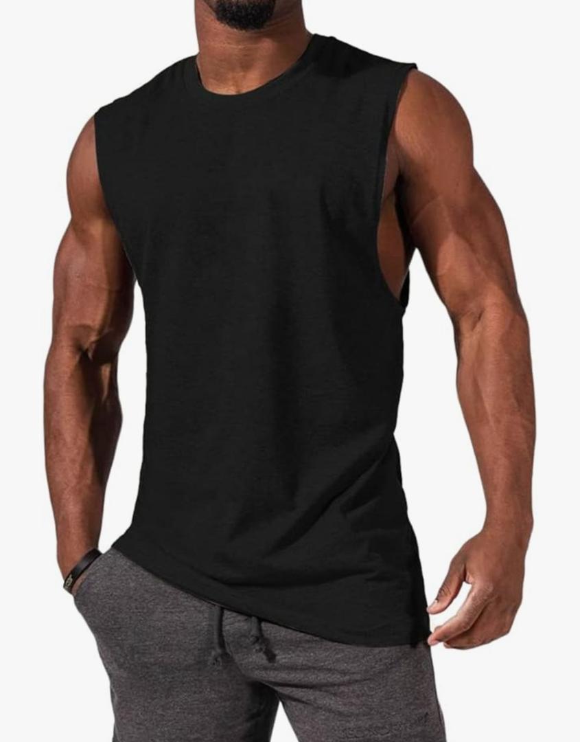 Men's Sleeveless Tank Tops Crewneck Solid Loose Fit Shirt L