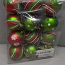 Tsorode 12 Pcs Christmas Tree Ornaments,2.4 Inch Christmas Ball Ornaments for Tree,Red Green Glittering Hanging Bulbs Pendants for Xmas Decorations