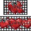 Bencailor Valentine Day Kitchen Mats Red Heart Welcome Door Rug Non Slip Washable Decorative Doormat Absorbent Carpet Floor Mat for Indoor Outdoor Home Front Door Bathroom Decor(Vintage)