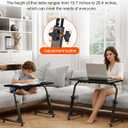 TV Tray Table, Mobile TV Dinner Trays for Eating on Couch, Folding Side Desk with Wheels, Tilt & Height Adjustable Snack Table Laptop Desk for Sofa Living Room Bedroom & Office (Black)