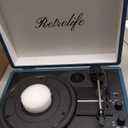 Vinyl Record Player 3-Speed Bluetooth Suitcase Portable Belt-Driven Record Player with Built-in Speakers RCA Line Out AUX in Headphone Jack Vintage Turntable Coral Blue