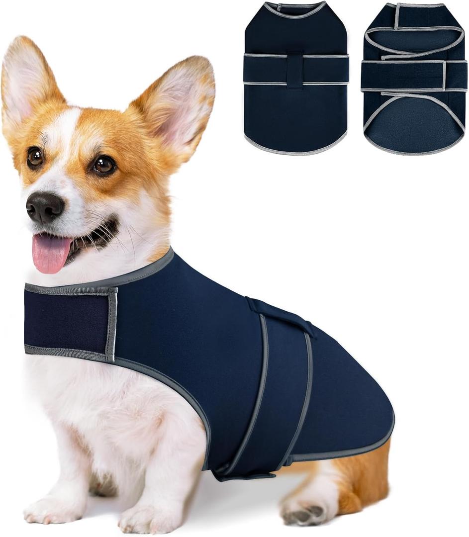 Dog Anxiety Shirt, Calming Vest for Thunderstorm, Travel, Separation, Calming Coat Wrap for Dogs, Pet Stress Relief Anxiety Jacket (Dark Blue, Large)