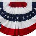 Bradford American Bunting USA Flag 2x4 ft Outdoor, Embroidered Pleated Fan Bunting Flags with 3 Brass Grommets, Patriotic America Flag Buntings for Outside for 4th of July Memorial Day Decorations
