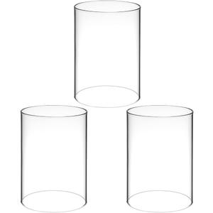 Amosfun 3Pcs Glass Hurricane Candle Holder Sleeves Windproof Cylindrical Sleeve Tube Cover for Taper Pillar Candles 3.93 x 2.75 x 2.75 Inch Home Decor Set