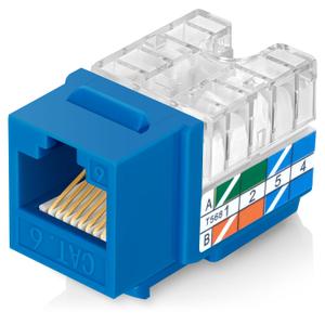 Everest 90 Angled RJ45 Cat6 Keystone Jacks 50-Pack in Blue - Slim Profile Female RJ45 Connectors - Cat 6 Keystone Jack - Compatible with 90 Angled Speed Termination Tool - easyJACK (B094WB91H3)