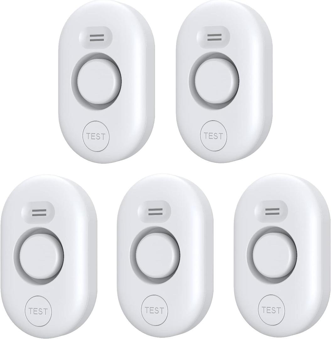 5 Pack Water Leak Detectors for Home, 100dB Water Sensor Alarm for Basement, WD60 Flood Leakage Detection Devices for Pipe/Drain/Sink/Faucet Drip,Floor Flooding in Bathroom/Kitchen/Toilet/Laundry Room (White)