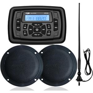 HASDA Marine Bluetooth Radio Boat Car Stereo Dashboard Digital Audio System Receiver Waterproof Boat Speakers FM AM Radio Antenna for ATV UTV RV UV