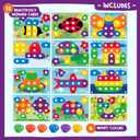 Nene Toys Wooden Color Matching Puzzle for Toddlers 2+ Years Montessori Pegboard Button Game with Wooden Nails & Cards Educational Toy for 2 3 Year Old Boys Girls Fine Motor Skill Learning