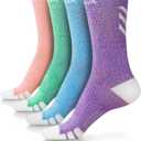 DOVAVA Dri-tech Compression Crew Socks 15-20mmHg (4 Packs) Quick Dry Athletic Running Socks (Small-Medium, Blue-Pink-Green-Purple)