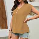 Women's Dressy Casual Shirt Sleeveless V-Neck Button Down Work Tops Business Casual Summer Tops (XL)