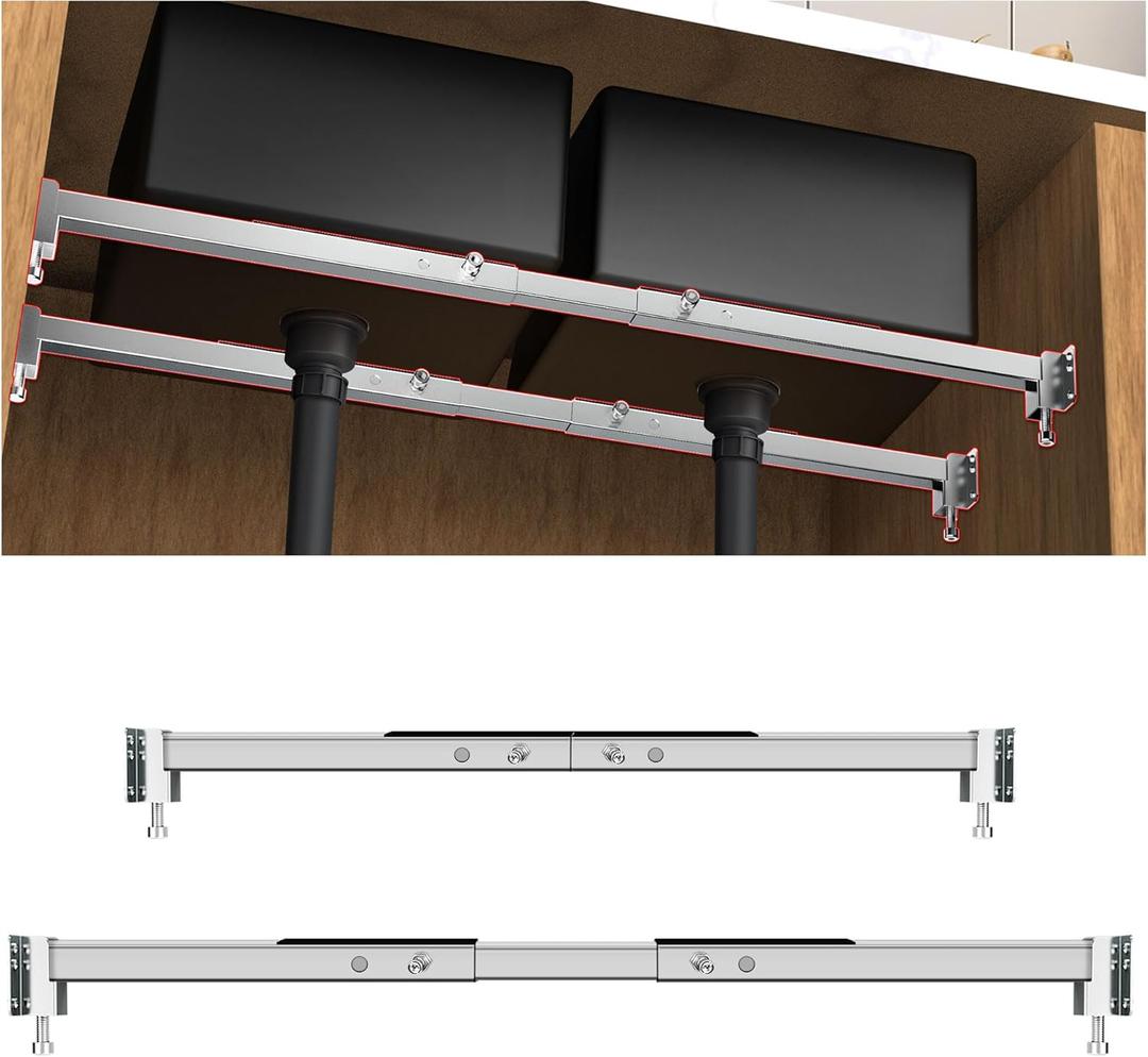 Qualward Undermount Sink Brackets,Adjustable Undermount Sink Support, Stainless Steel Installation Kit for Undermount Kitchen Sink Adjustable Support Pole (29-39.5 inches)