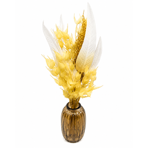 HH Harvest Floral In Glass Vase Tan, 6"