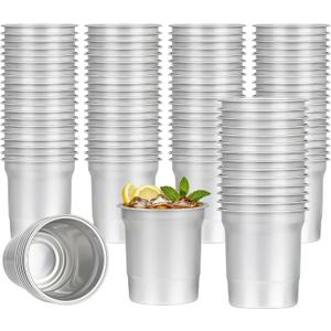 100 Pcs Aluminum Cups Bulk-16 oz Metal Party Cups, Reusable & Disposable Drinking Cups for Cold Drinks, Beer, Coffee, Ideal for Outdoor Events, Family Gatherings, Festivals & Parties (Silver, 16 OZ)