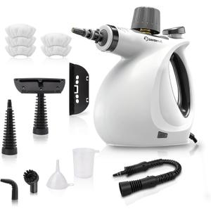 Steam Disinfection Cleaner, Handheld Pressurized Natural Steam Cleaner with 9 PCS Accessories, Portable Multi-Surface Steamer for Cleaning Home Kitchen Floor, Upholstery, Tile Grout & Car (1 Set of Steam Cleaner + 4 Fiber Cloths)