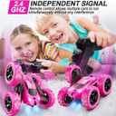 QUNREDA RC Cars, Rose Remote Control Car for Girls, 2.4 GHZ Double Sided RC Stunt Car 360 Rotating Remote Control Crawler with Headlights Car Toys for 6 7 8 9 10 11 12 Girls Birthday Gift