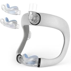 Replacement CPAP N30I Frame System for Airtouch N30I & Airfit N30I, 2PCs Fabric Nasal Pillow Mask Cushion (S) Included - Cotton/Velvet Versio, ItAll Supplies with Swivel Elbow (Without Headgear)