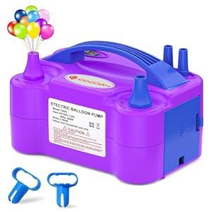 IDAODAN Electric Air Balloon Pump, Portable Dual Nozzle Electric Balloon Inflator/Blower for Party Decoration - 110V 600W (Purple)