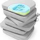 SUNROX Gel Memory Foam Chair Cushions, FadeShield Water-, Stain-Resistant Durable Reversible Seat Cushion Pads with Ties for Indoor/Outdoor Kitchen Dining Office, 17"x16", Set of 6, Heather Grey