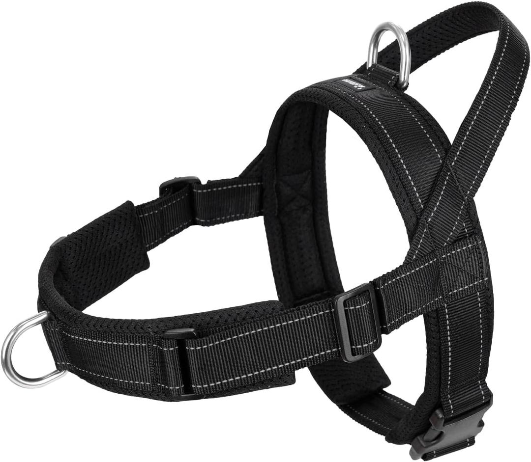 Arblina No Pull Dog Harness with Soft Mesh Padded, Fully Adjustable Walking Harness with Handle for Dogs, Reflective Front Clip Harness for Training and Hiking, Black, XL
