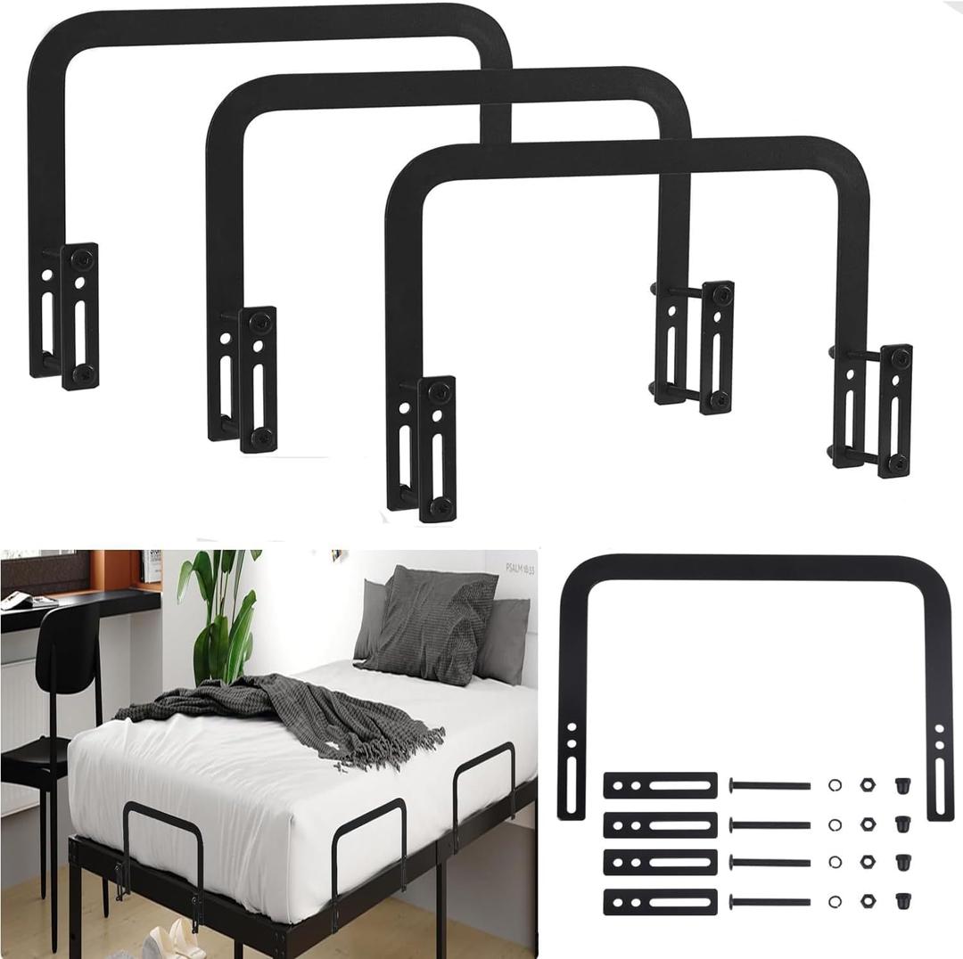3pcs Extra-Tall Mattress Slide Stopper, Adjustable Retainer Bar Non-Slip Holder for Metal Bed Frame, Easy Install, Anti Slip Mattress Gripper, with Two Improved Screw Sizes