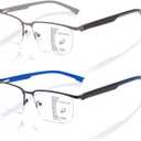 LianSan Metal Progressive Multifocus Reading Glasses Men Women,No-Line Trifocal Blue Light Blocking Blocking Computer Readers(Multicolor P,2.75x)