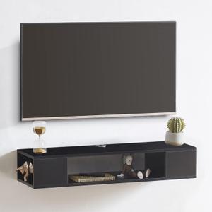 GHC Floating TV Stand, Wall Mounted Entertainment Center and Cabinet Shelf, TV Console with StorageMedia Console for DVD Player, Space-Saving Under TV Shelf for Bedroom, Living Room (Black)